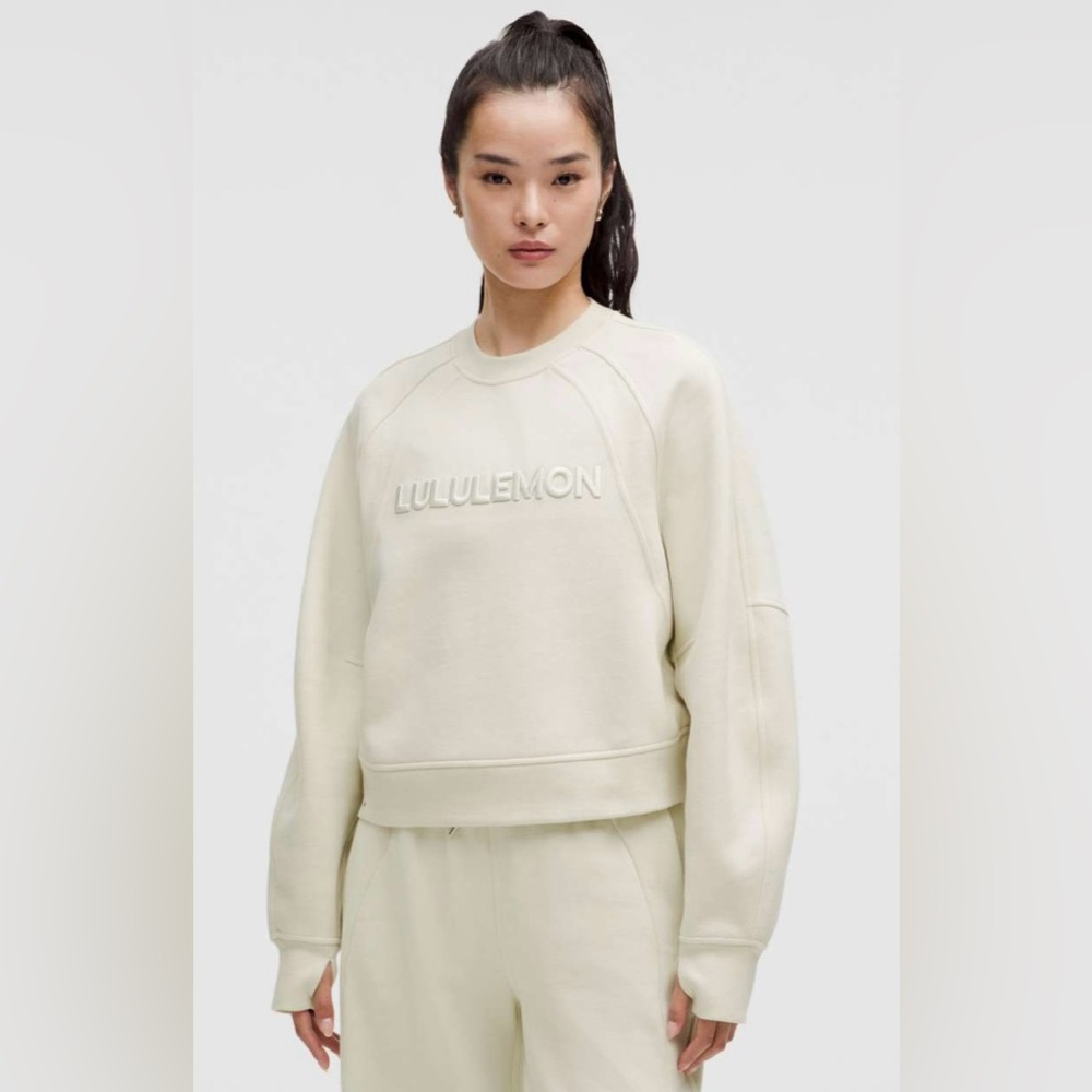 Lululemon NWT Scuba Oversized Pullover Wordmark Crewneck Bone Color Size M L